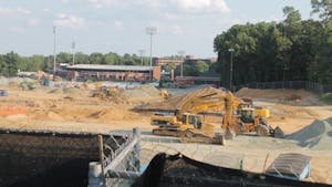 Construction continues on Fetzer Field. The renovations are expected to be finished by August 2018.