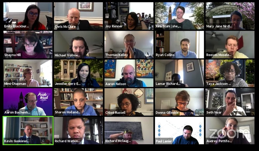 <p>Screenshot from the Campus Community and Advisory Committee meeting on Thursday, April 8, 2021.</p>