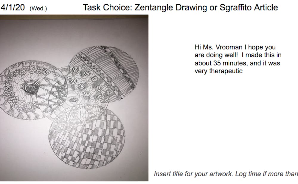 <p>An Orange County ceramics teacher had the foresight to send home small amounts of clay with individual students before schools were closed.&nbsp; She had the students create a two dimensional Zentangle, then create a 3D version.&nbsp;&nbsp;Photo courtesy of Brenda Whiteman.</p>