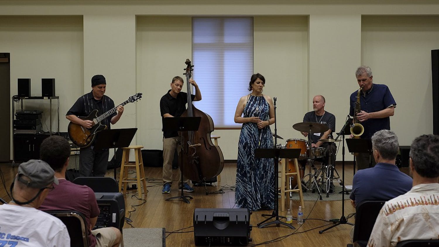(From the left) Scott Sawyer, Jason Foureman, Kate McGarry, Dan Davis and Dave Finucane perform at the UNC Summer Jazz Workshop on Tuesday evening.