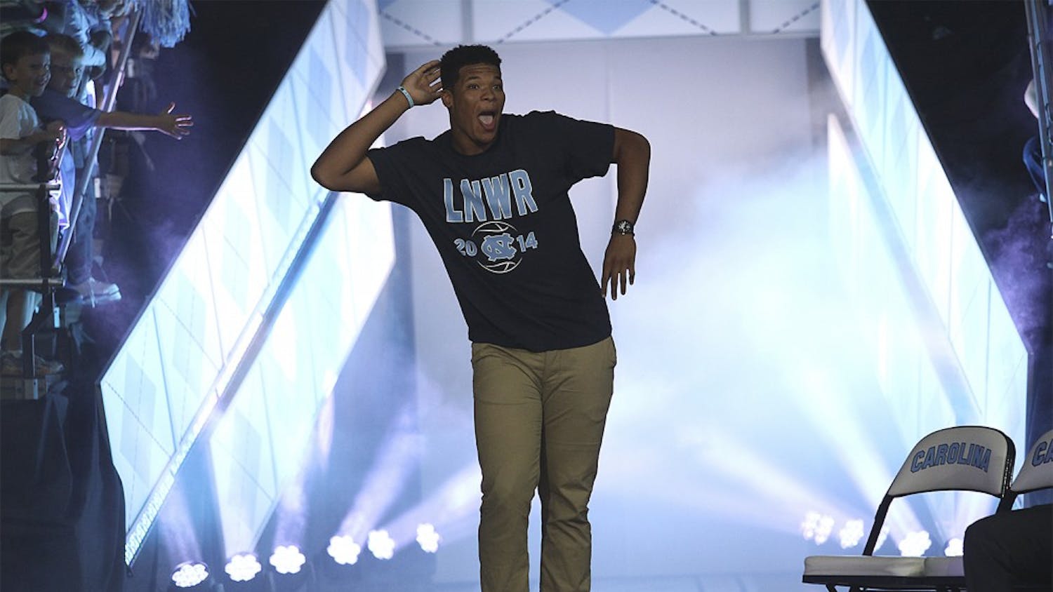 The men's and women's basketball teams took to the Dean Smith Center on Firday for Late Night with Roy, the annual kick-off to basketball season. Both teams played a scrimmage in between skits and dances. 