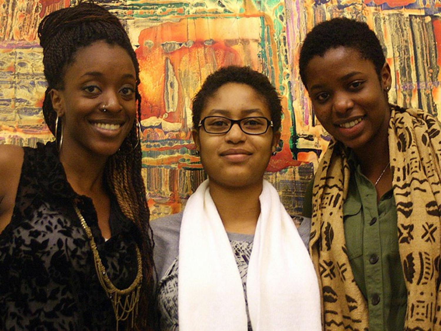 Seniors Etiti Akhame-Ayeni(left), global studies major/art history minor, and Khadija Niang (right), global studies major, and Junior economics major Wilma Mallya (middle),  are the co-founders of CAN, or Campus Africa Network. They are a newly formed group on campus that is working to, "join together all the African groups on campus to create one central hub," Etiti Akhame-Ayenisaid. 