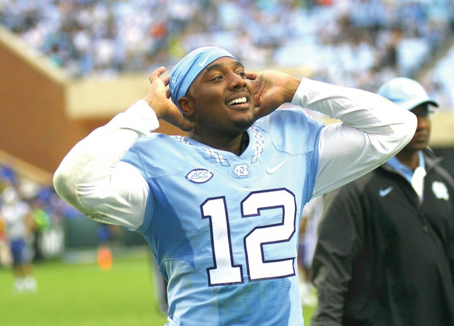 Redshirt senior quarterback Marquise Williams now holds North Carolina's record for career touchdowns, with 83, after his five touchdowns in a blowout of Duke on Saturday.