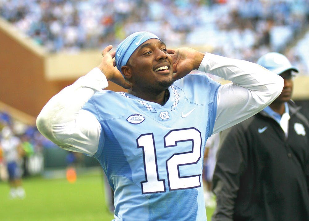 Redshirt senior quarterback Marquise Williams now holds North Carolina's record for career touchdowns, with 83, after his five touchdowns in a blowout of Duke on Saturday.