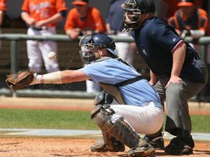 UNC catcher Mark Fleury provided the late-game boost for the Tar Heels on Wednesday night. The junior had a home run in the eighth inning and the walk-off double as UNC rallied past Old Dominion 7-5 at Boshamer Stadium.