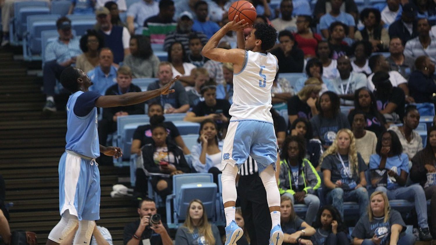 Marcus Paige (5) goes up for a three point shot.&nbsp;