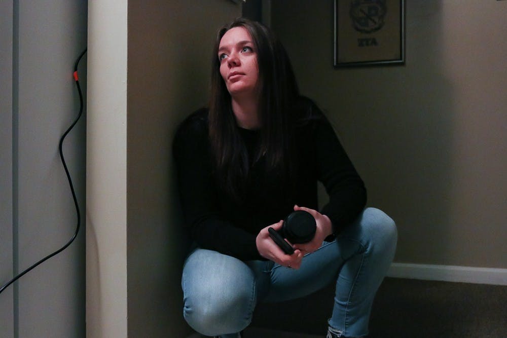 <p>CFA executive board member junior Melissa Tomczak is photographed working on the set of a project on which she serves as an editor on Friday, Feb. 7, 2020.</p>