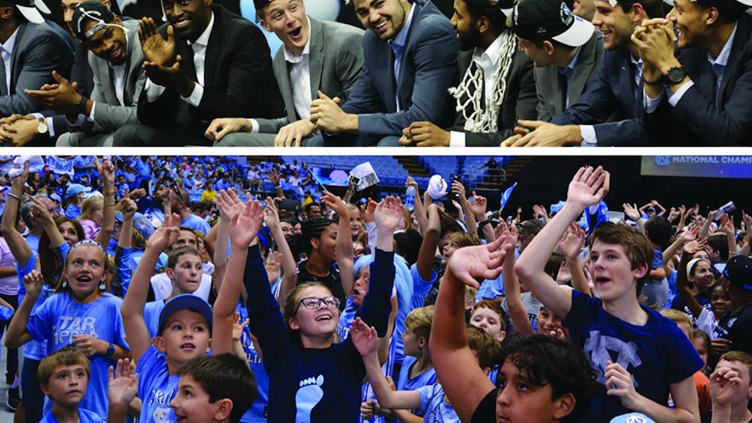 Thousands of fans welcomed the victorious UNC men’s basketball team back to Chapel Hill in the Smith Center Tuesday afternoon.