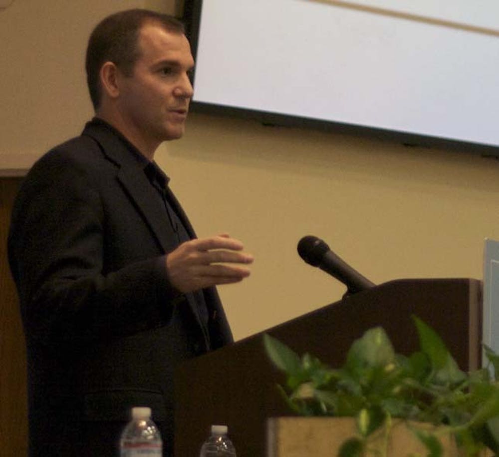 Frank Bruni, a writer for The New York Times Magazine, spoke Friday in Carroll Hall about the adventures on which his career has taken him. 