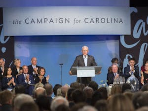 &nbsp;
UNC Vice Chancellor for Development David Routh speaks at the Campaign For Carolina launch event on Oct. 6, 2017. Photo courtesy of Jon Gardiner/UNC-Chapel Hill.