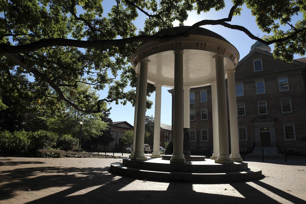 <p>The Old Well, a popular UNC monument, pictured on Wednesday, April 19, 2017.&nbsp;</p>