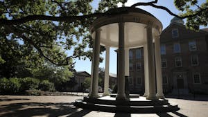 The Old Well, a popular UNC monument, pictured on Wednesday, April 19, 2017.&nbsp;