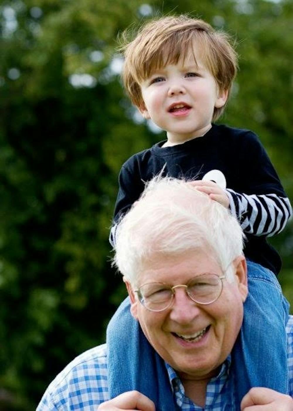 David&nbsp;Price with his&nbsp;grandson Charles in London in August 2008. His son Michael is a professor in London. Photo courtesy of Michael Price.