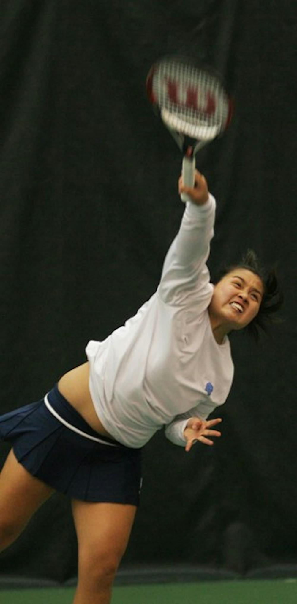 Katrina Tsang came away with a win in her singles match against N.C. State. DTH/Andrew Dunn