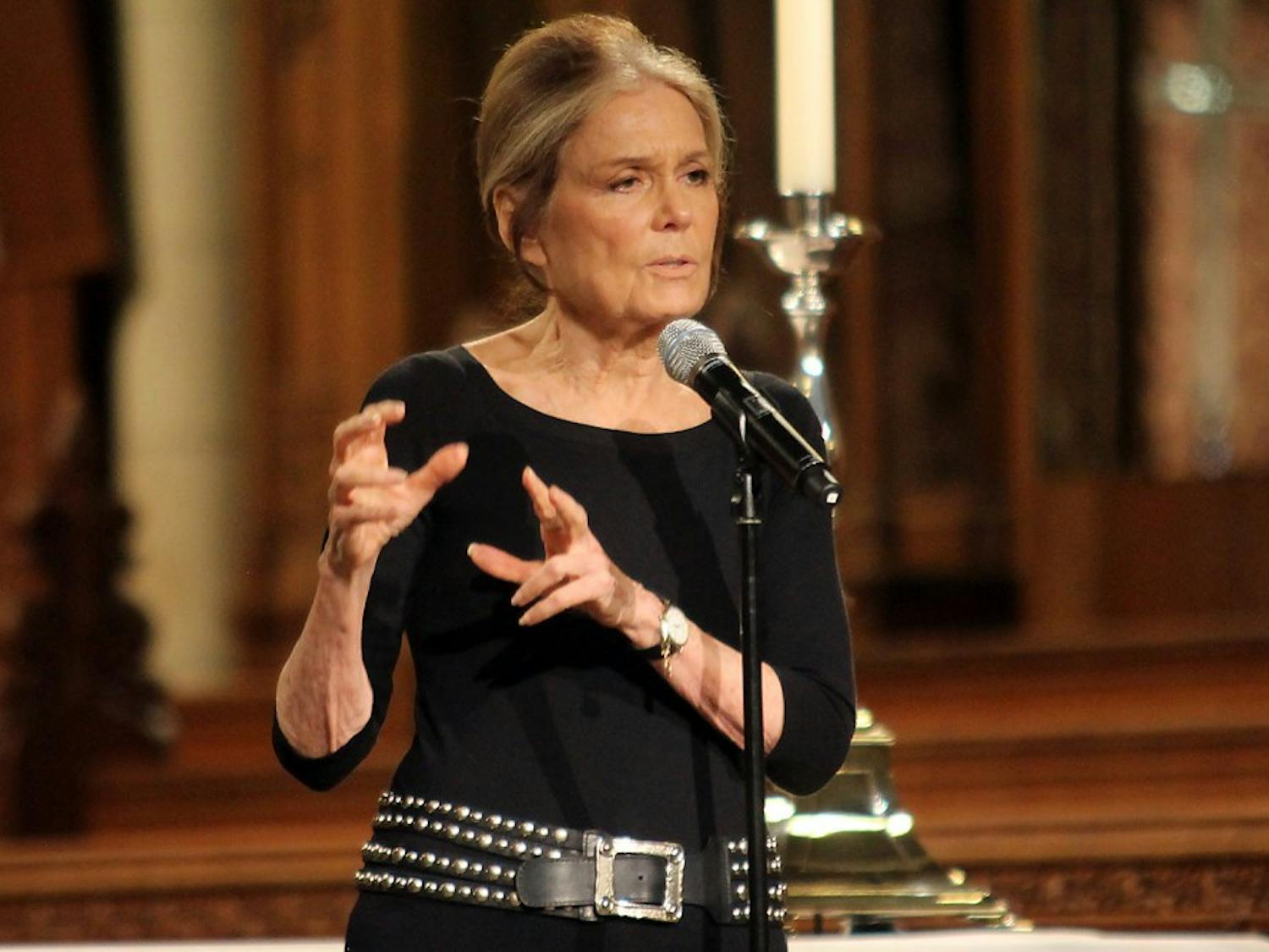 Gloria Steinem, a writer and activist, spoke at Duke Chapel in honor of the 10th anniversary of the Baldwin Scholars Program on Tuesday. 