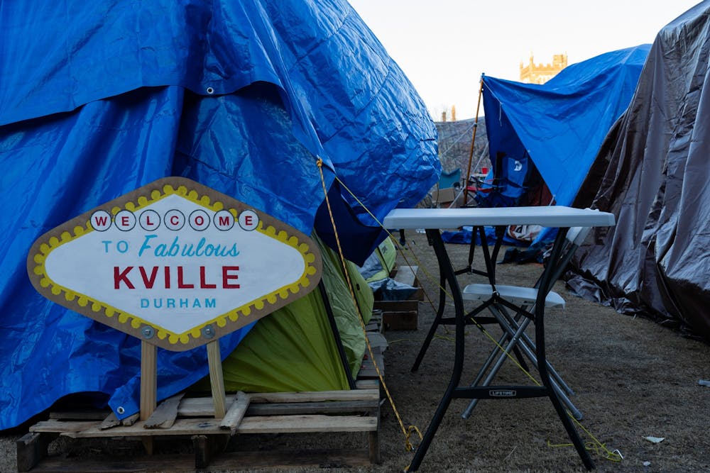 Duke's "Kville" outside of Cameron Stadium, photographed on Friday, Jan. 27, 2022.