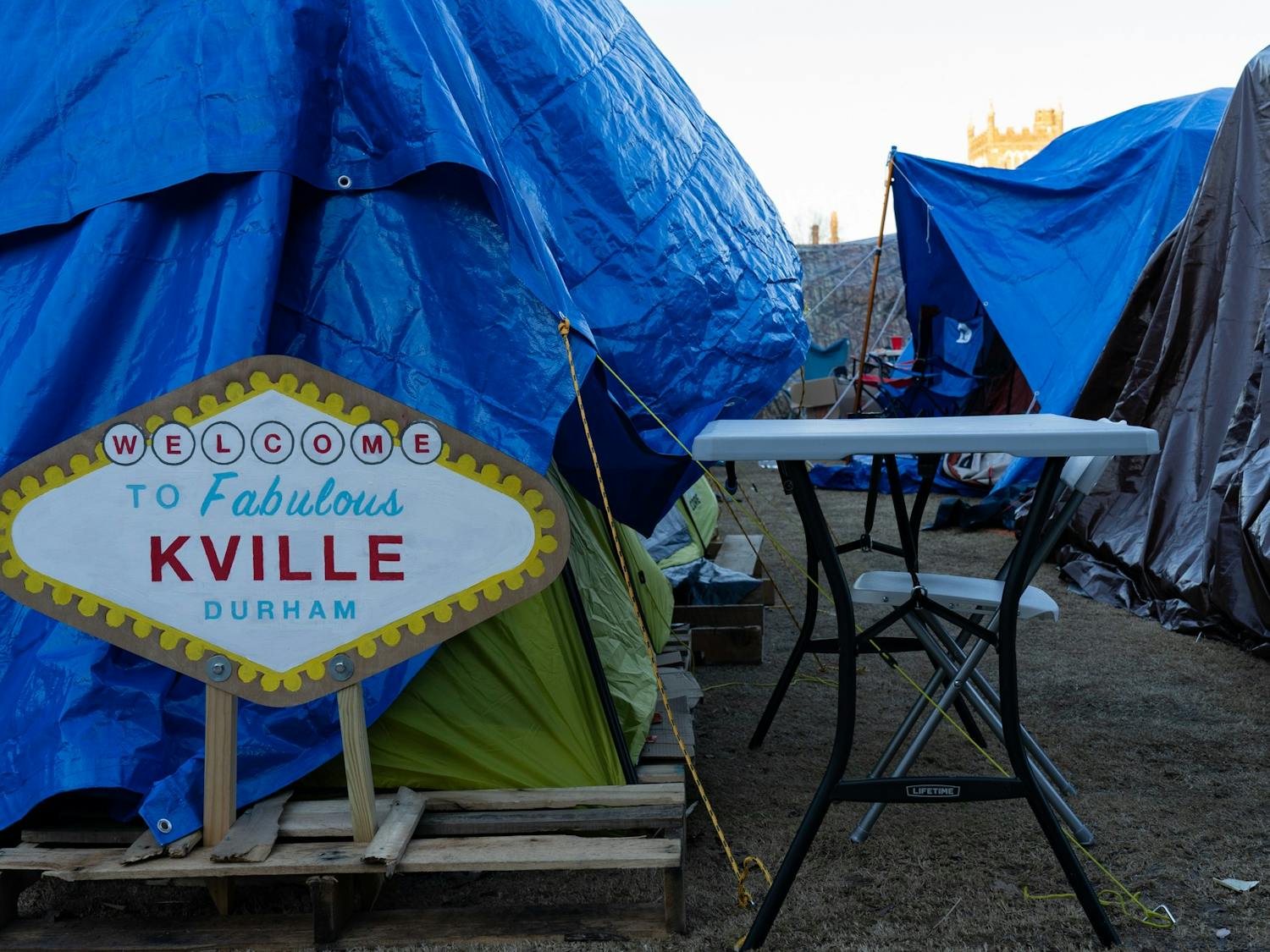 Duke's "Kville" outside of Cameron Stadium, photographed on Friday, Jan. 27, 2022.