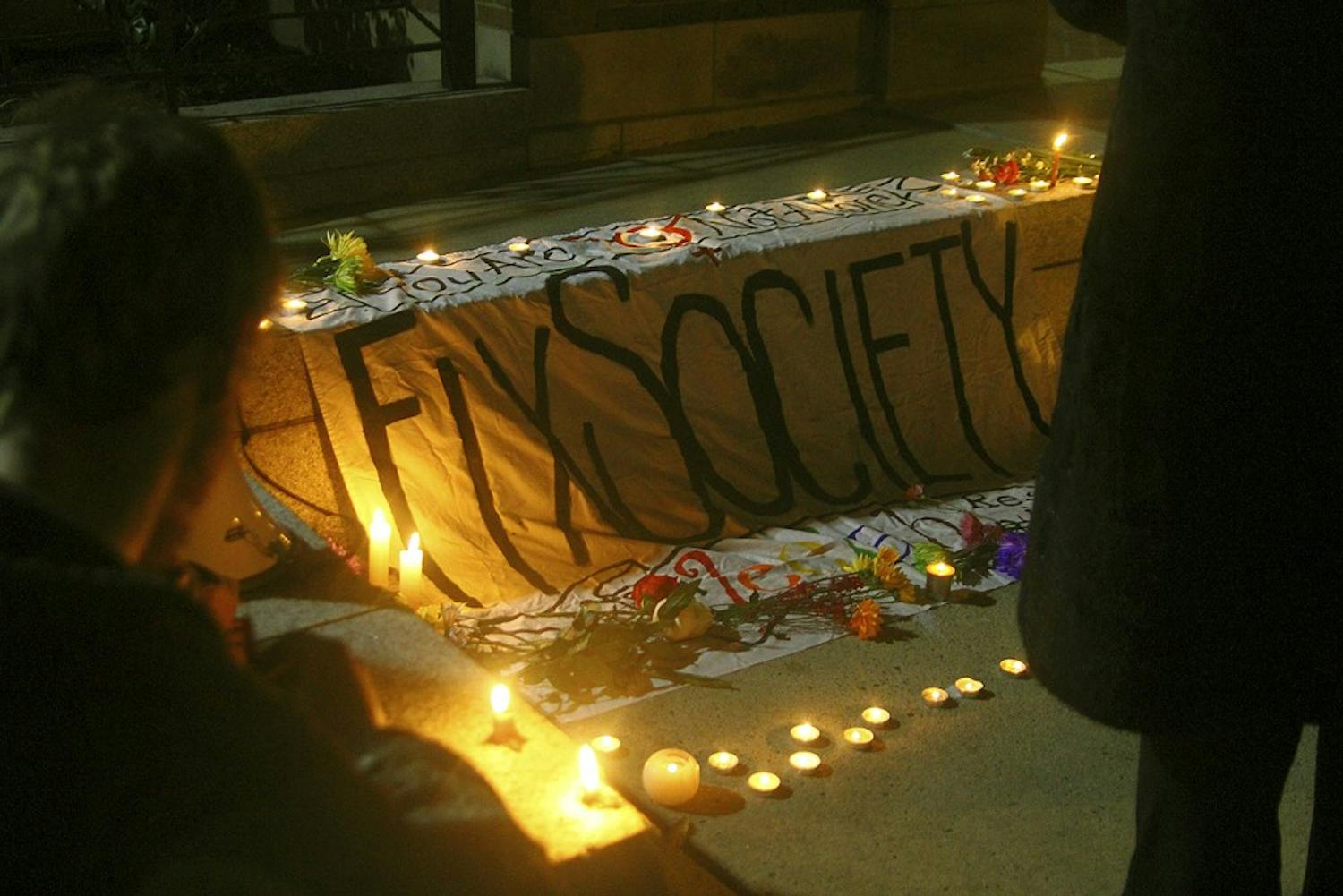 There was a vigil at Peace and Justice Plaza on Wednesday night, Jan. 28.