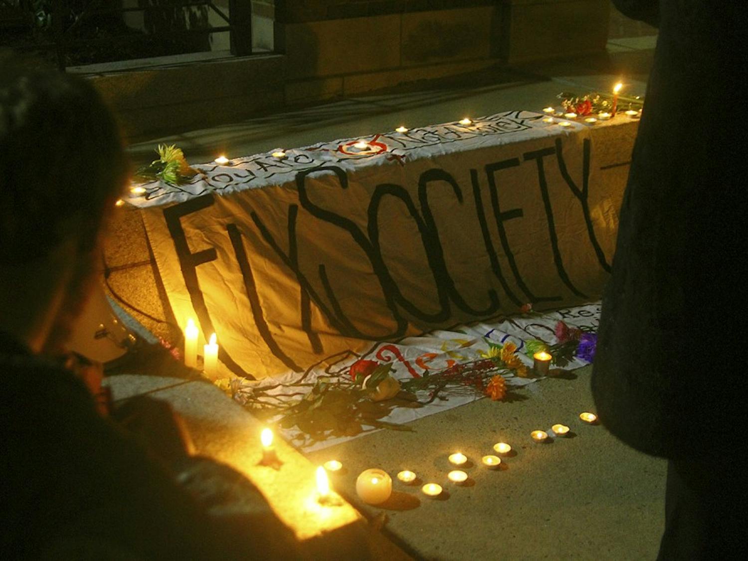 There was a vigil at Peace and Justice Plaza on Wednesday night, Jan. 28.