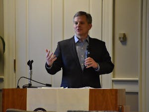 North Carolina Attorney General Josh Stein delivers a talk at UNC on Thursday afternoon about problems that affect college campuses.&nbsp;