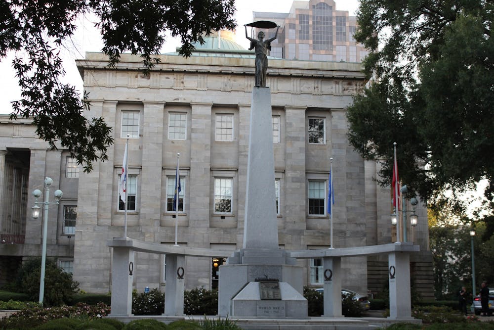 The North Carolina Capitol Building stands in Raleigh, NC, on Sept. 28, 2021.