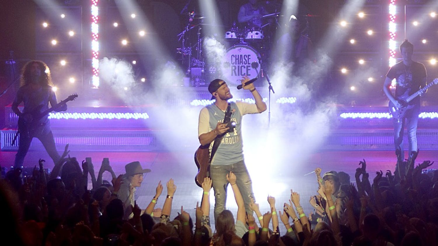 Former UNC student and performer Chase Rice performs as a part of the&nbsp;2016 Jubilee hosted by the Carolina Union Activities Board. Rice performed in Carmichael Arena after the Spring Game.