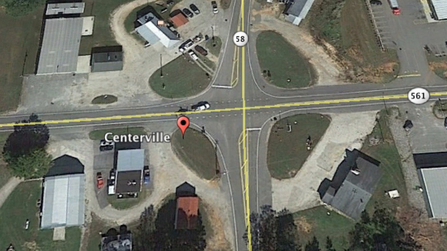 The town of Centerville is located about 70 miles from Chapel Hill. Google Earth screenshot by The Daily Tar Heel.