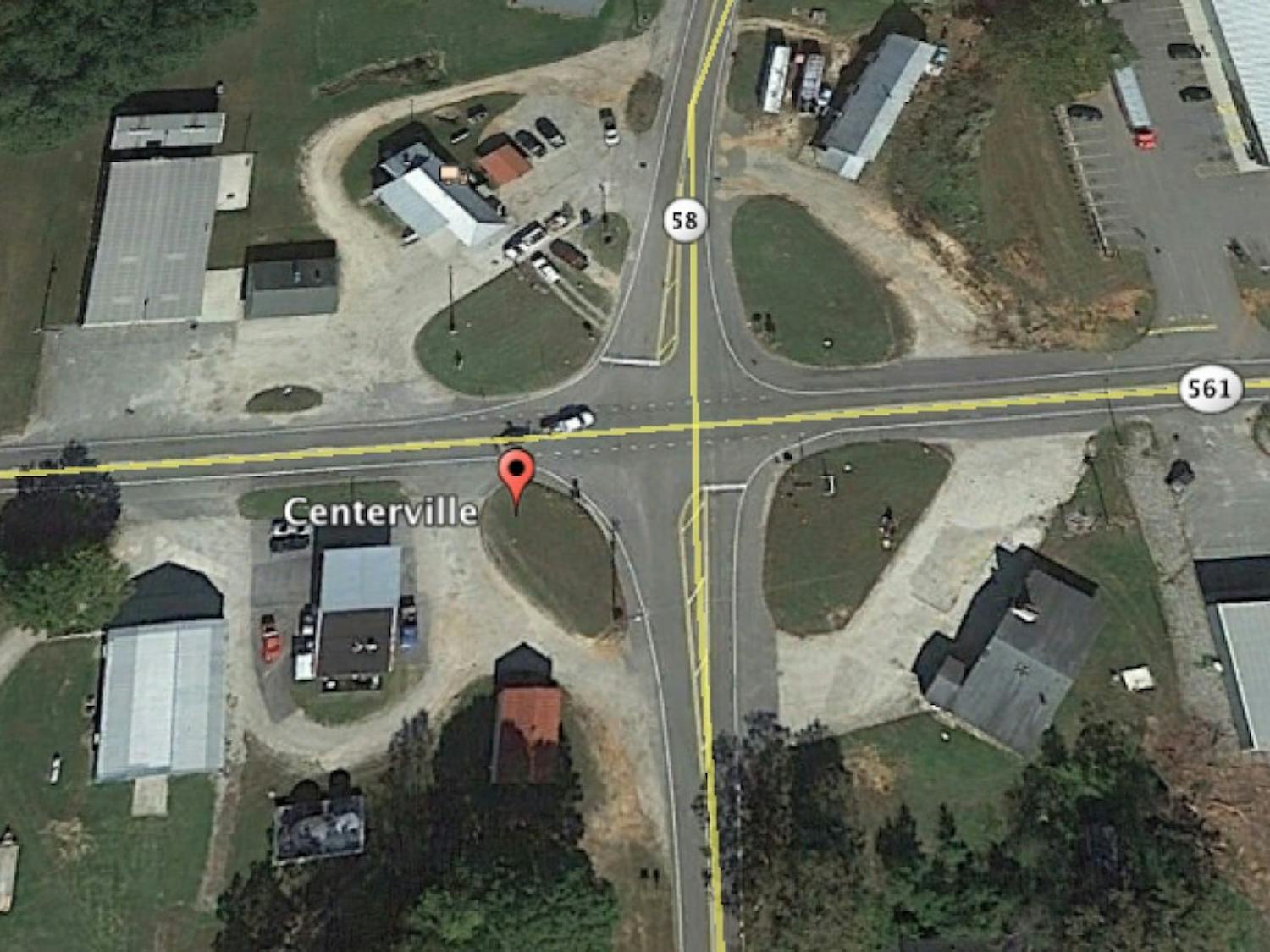 The town of Centerville is located about 70 miles from Chapel Hill. Google Earth screenshot by The Daily Tar Heel.