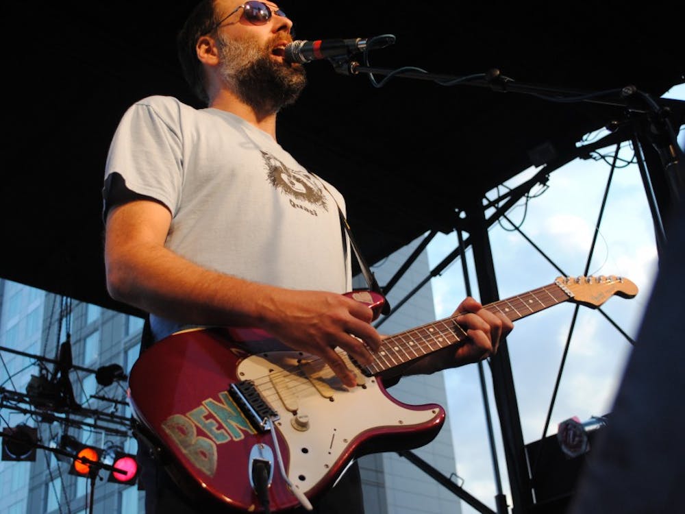 	Doug Martsch of Built to Spill plays to a crowd in City Plaza on Friday evening. 