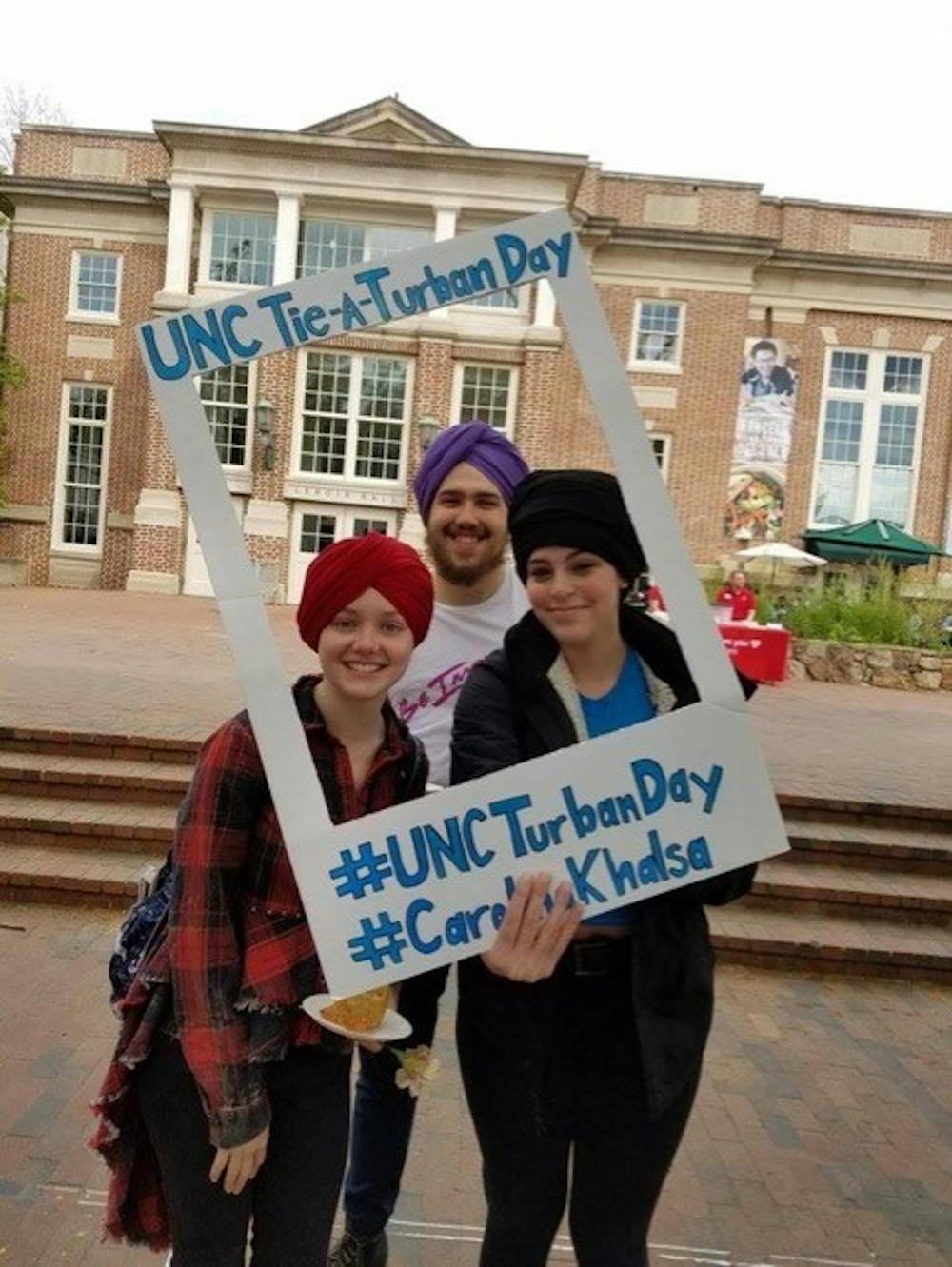 UNC students participate in Carolina Khalsa’s Tie a Turban Day last year. This year’s event will be Friday in the Pit at 10:30 a.m. Photo courtesy of Kulpreet Singh.