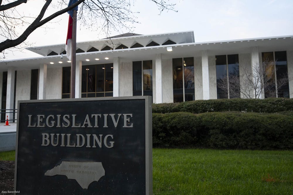 <p>The North Carolina General Assembly building in Raleigh, N.C. on Jan. 29, 2020.</p>