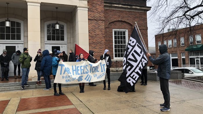 Student activists gathered early Sunday to counter protest a planned Silent Sam demonstration by Heirs to the Confederacy. The group never showed, but a few dozen students were present at the event.