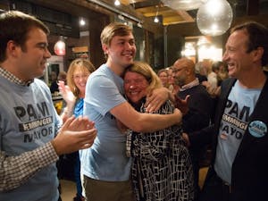 Chapel Hill mayor Pam Hemminger celebrated the news of her reelection at City Kitchen on Tuesday night.&nbsp;
