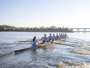 The UNC women's rowing team practices on Friday, Oct. 15, 2021. 