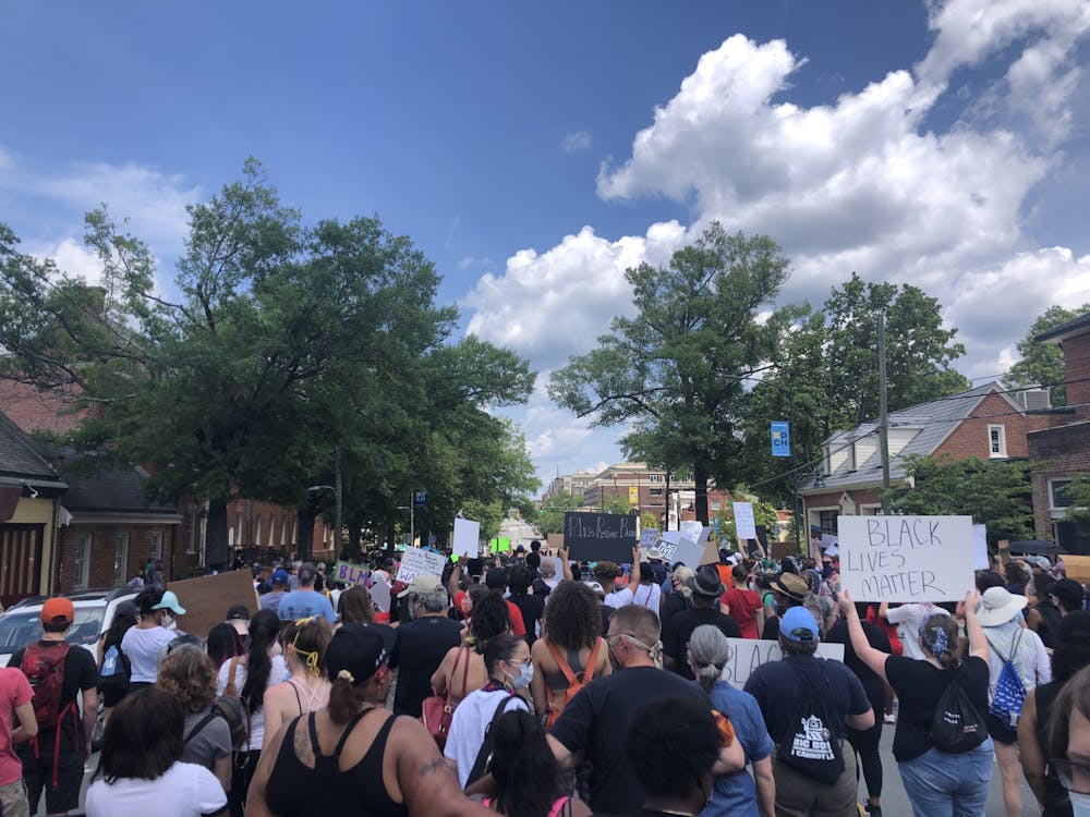 <p>Protestors occupy West Franklin Street on Saturday, June 6, 2020 in continued rallys against police brutality held by the Chapel Hill-Carrboro NAACP Youth Council and Chapel Hill-Carrboro Youth Advocates.</p>