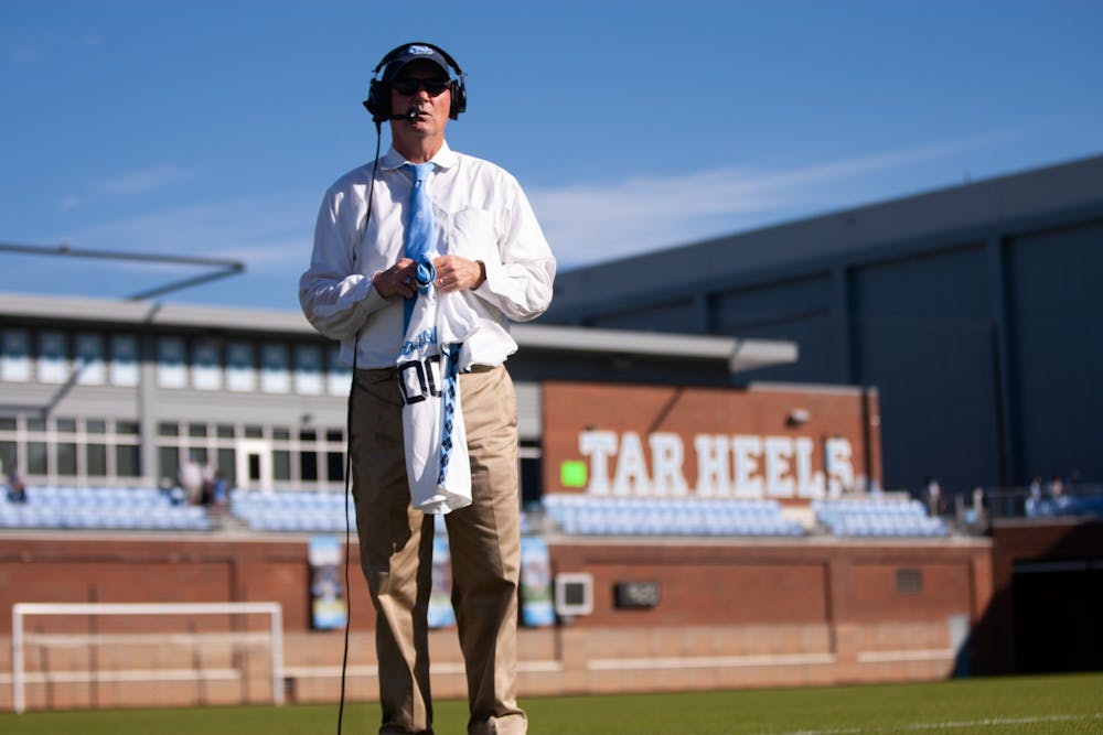 UNC women's soccer Head Coach Anson Dorrance celebrated his 900th win against Notre Dame on Oct. 24. The Tar Heels defeated the Fighting Irish 2-1 in overtime.
