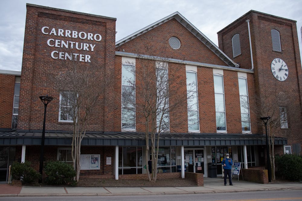 <p>Carrboro Century Center as photographed on March 15, 2021, is located on N Greensboro St. in Carrboro and houses The Cybrary, a technology-based library service.&nbsp;</p>