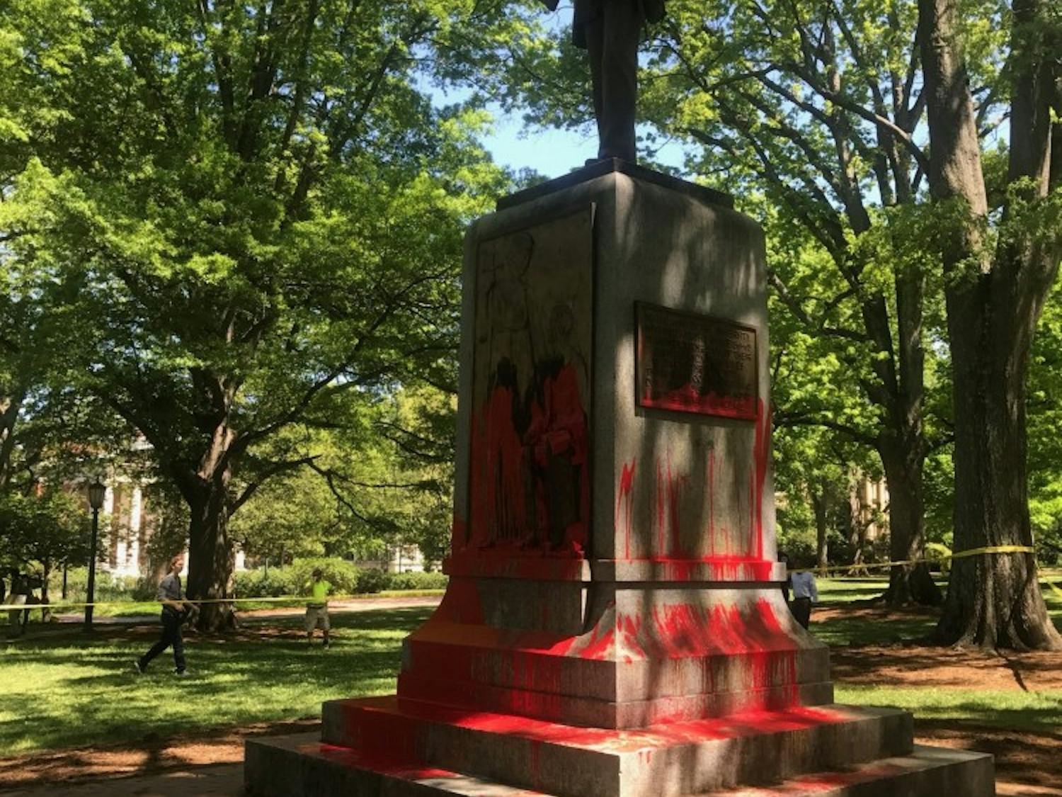 UNC doctoral student Maya Little was arrested by UNC Police for painting the Confederate monument Silent Sam red on Monday afternoon.