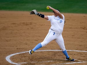 Brittany Pickett (28) pitches against Michigan on Friday, Feb. 15, 2019 in Anderson Stadium.