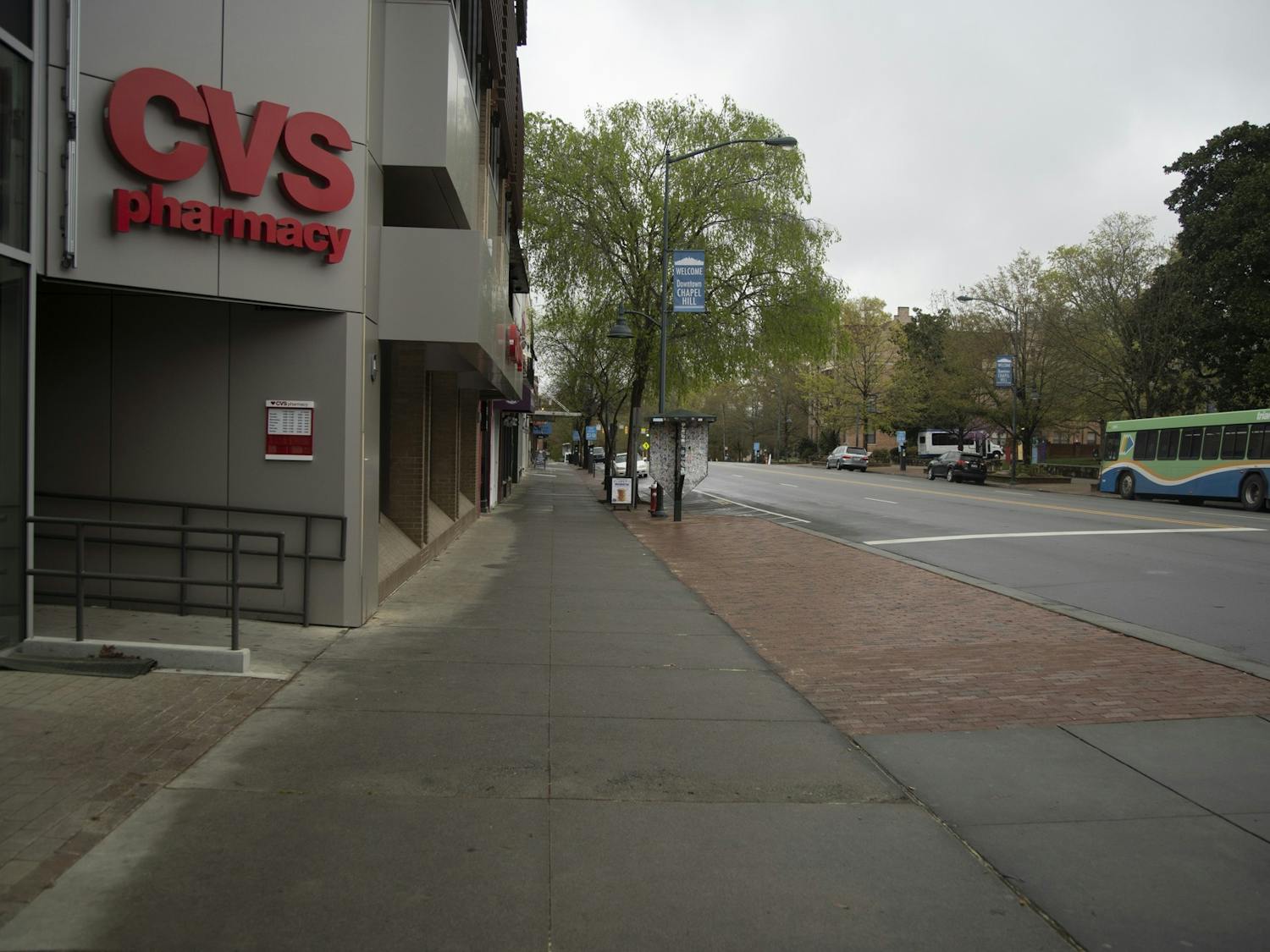 An empty Franklin Street on March 23, 2020. Coronavirus has forced several businesses to close down or significantly reduce operations. 