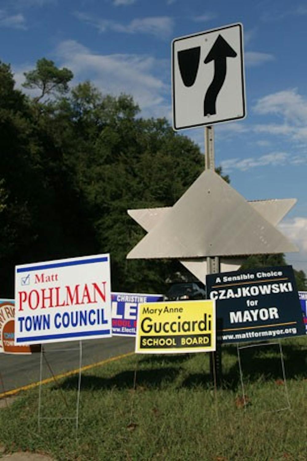 Mayoral candidate and other public office signs are scattered around Chapel Hill and Carrboro. DTH/Kim Martiniuk