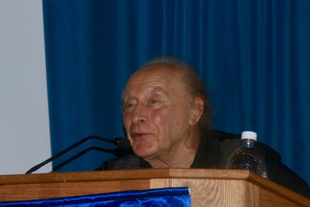 <p>Dr. Tibor Spitz presented his artwork and life story of surviving the Holocaust in the Union Auditorium in 2017.&nbsp;</p>