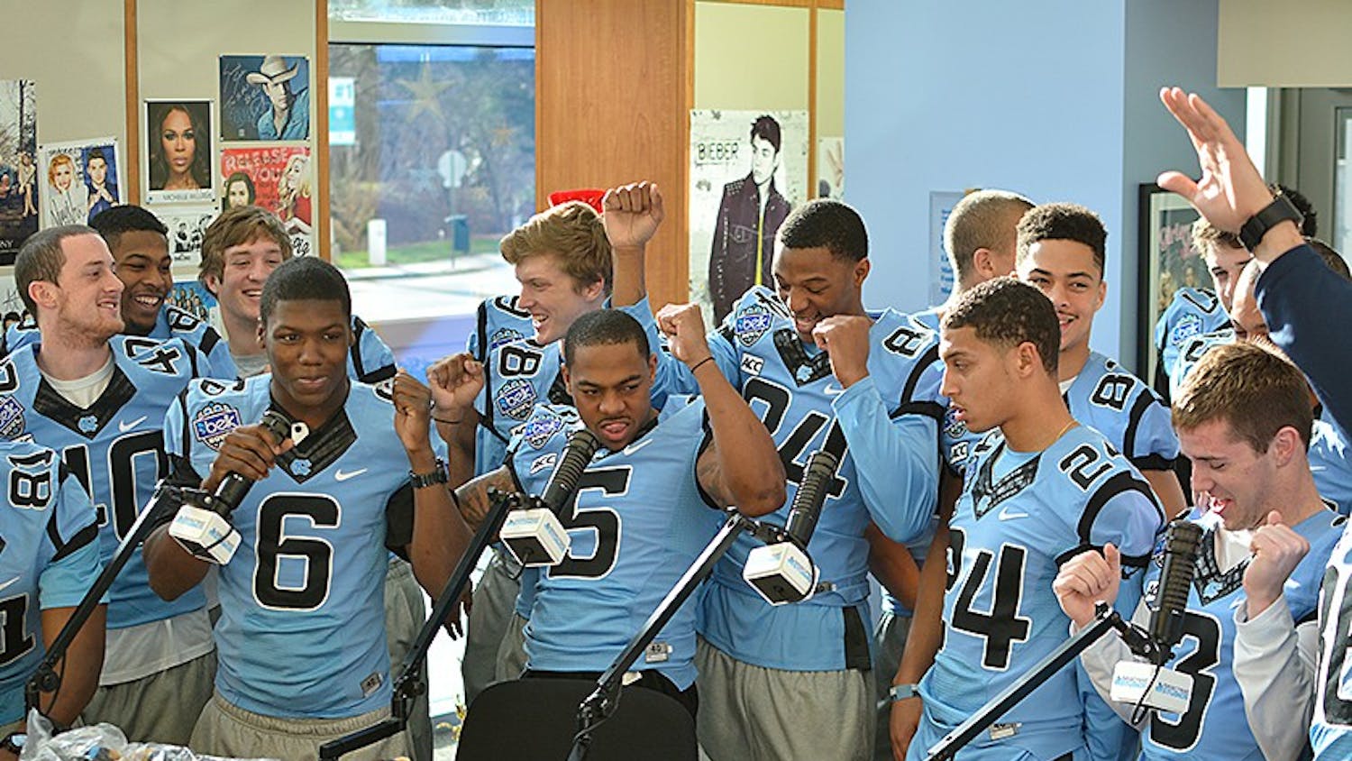 Members of the UNC football team visited Levine Children's Hospital to spread holiday cheer to ill children.