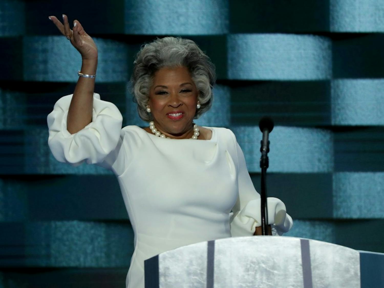 PHILADELPHIA, PA - JULY 28:  U.S. Representative Joyce Beatty (D-OH) waves to the crowd during the fourth day of the Democratic National Convention at the Wells Fargo Center, July 28, 2016 in Philadelphia, Pennsylvania. Democratic presidential candidate Hillary Clinton received the number of votes needed to secure the party's nomination. An estimated 50,000 people are expected in Philadelphia, including hundreds of protesters and members of the media. The four-day Democratic National Convention kicked off July 25.  (Photo by Alex Wong/Getty Images)