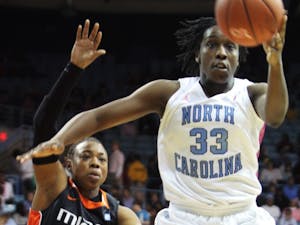 The Tarheels lost to the Miami Hurricanes, 66-78, at Carmichael Arena on Feb. 13.