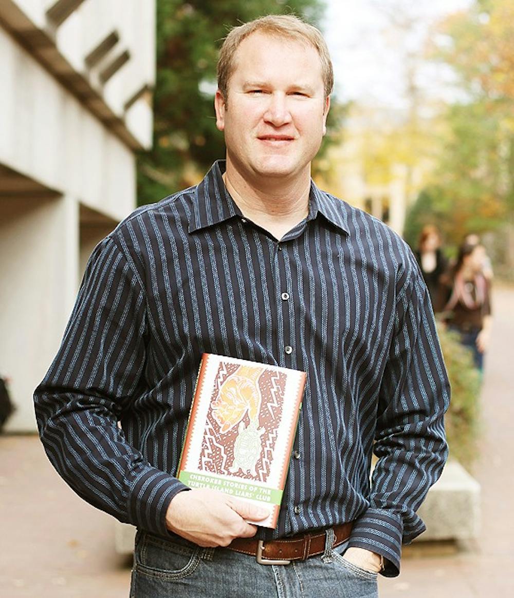 In honor of Native American Awareness Month, Dr. Christopher B. Teuton, the Associate Professor of American Studies at UNC, shows his collection of stories titled Cherokee Stories of the Turtle Island Liars' Club, which was published last month (October 2012).