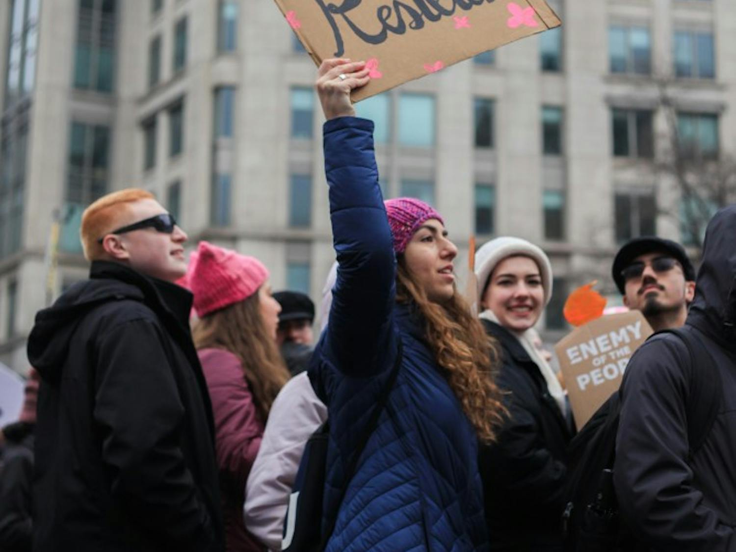 Thousands march on Washington, D.C., as part of the third annual Women's March on Saturday, Jan. 19, 2019. 