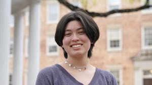 Molly Moran, the Political Chair for the Asian American Student Association, poses for a portrait at the Old Well on Tuesday, April 5, 2022.