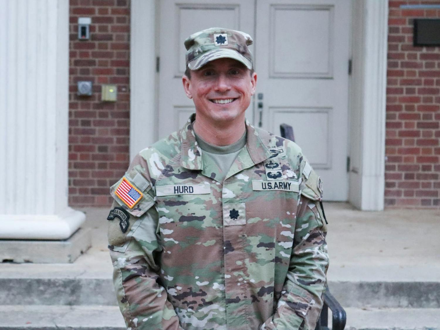 Lieutenant Colonel Daniel Hurd, Department Chair of UNC Army ROTC, poses in front of the ROTC Armory on Nov. 10, 2022.