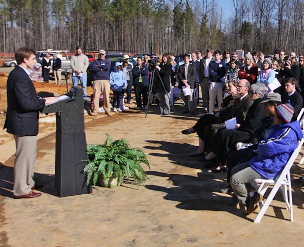 Davis Willingham speaks at the groundbreaking ceremony of the Courtland Smith. DTH/Margaret Cheatham Williams
